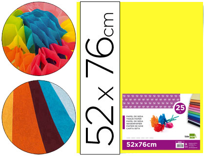 [2022238] LIDERPAPEL - PAPEL SEDA AMARILLO 52X76 CM 18 GR -PAQUETE DE 25 HOJAS (Ref.SE25)