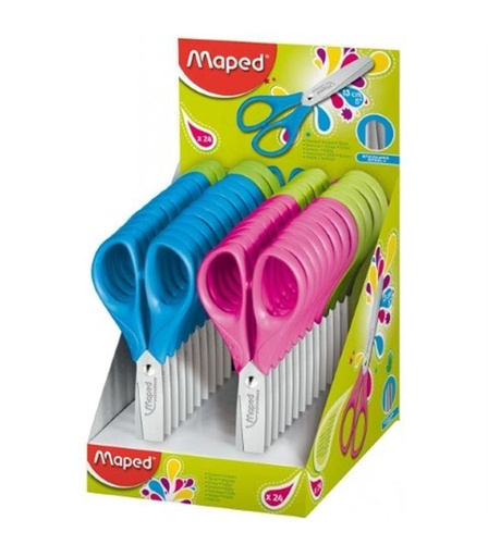 [9930974] MAPED - TIJERAS ESCOLARES ESSENTIALS PULSE 13 cm. EXPOSITOR de 24 (Ref.464212)