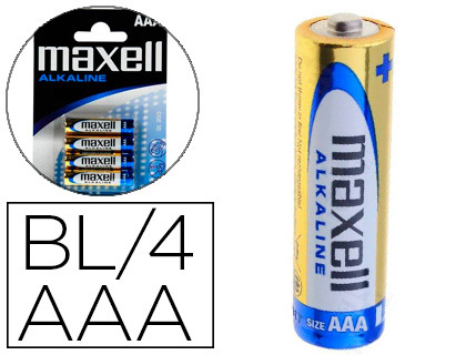 [9151126] MAXELL - Pila alcalina 1.5 v tipo aaa lr03 blister de 4 unidades (Ref. LR03-B4 MXL)