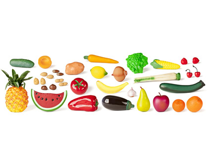 [9068476] MINILAND - Juego frutas hortalizas y frutos secos 36 piezas (Ref. 30811)