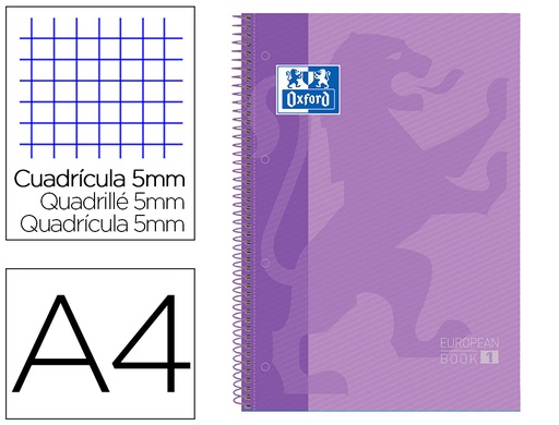 [9050357] OXFORD - Cuaderno School 80h A4 Cuadricula 5x5 Lila (Ref.100430201)