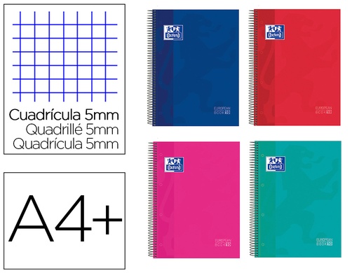 [9154782] OXFORD - Cuaderno espiral surt europeanbook 10 school classic tapa extradura din a4+ 150 hojas cuadro 5 mm con (Ref. 400118931)