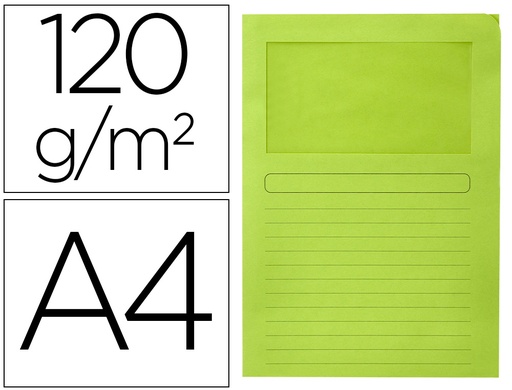 [2053227] Q-CONNECT - SUBCARPETA CARTULINA DIN A4 VERDE CON VENTANA TRANSPARENTE 120 GR (Ref.KF15247)