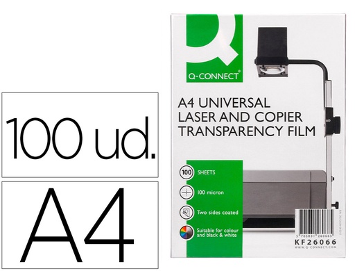 [2025192] Q-CONNECT - TRANSPARENCIA DIN A4 PARA FOTOCOPIADORA TRATADA DOS CARAS CAJA DE 100 (Ref.KF26066)