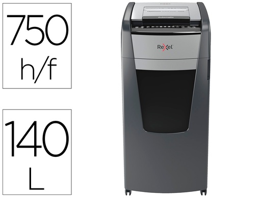 [9162682] REXEL - Destructora de documentos optimum auto+ 750x eu capacidad 750 hojas particulas destruye grapas (Ref. 2020750XEU)