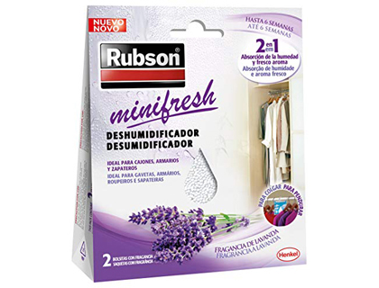[2150108] RUBSON - DESHUMIDIFICADOR MINI FRESH LAVANDA ACCION 2 EN 1 PACK 2 BOLSITAS DE 50 GR (Ref.2252328)
