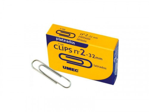 [1129313] UMEC - Clips labiados Caja 100 Ud 32mm Niquelado (Ref.U200700)