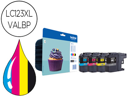 [9072824] BROTHER - Cartuchos ORIGINALES Inyección De Tinta LC123 Negro,cyan,amarillo y magenta Blister (Ref.LC123VALBP)