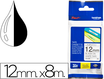 [9026812] BROTHER - Cinta Tze-231 Negro/Blanco 12mmx8m (Ref.TZe231)