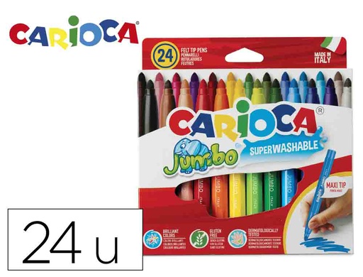 [2097418] CARIOCA - ROTULADOR JUMBO C/24 COLORES -PUNTA GRUESA (Ref.40570)