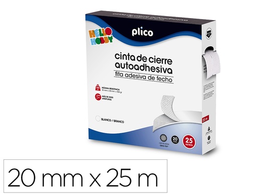 [2077573] CINTA DE CIERRE ADHESIVA PLICO VELCRO BLANCO 20MM X 25M (Ref.13318)