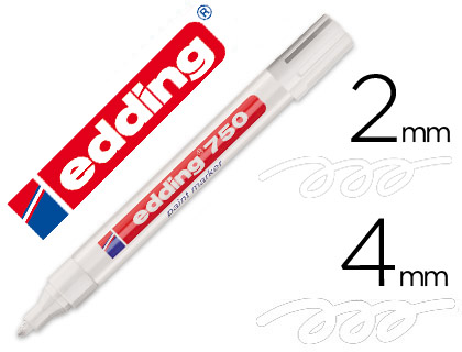 [9075357] EDDING - Marcador permanente 750 Trazo 2 - 4 mm Punta conica Tinta permanente Blanco 750-049 (Ref.750-49)
