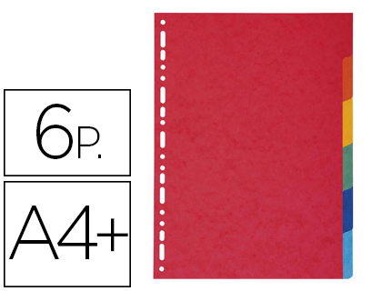 [2156013] EXACOMPTA - Separadores cartulina brillo juego de 6 separadores din a4+ multitaladro (Ref. 2106E)