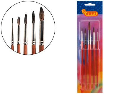 [2043274] JOVI - PINCELES ACUARELA BLISTER DE 5 UNIDADES SURTIDAS (Ref.8185)