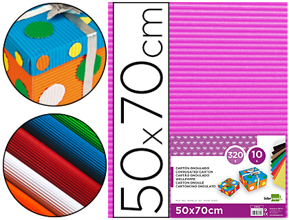 [2037637] LIDERPAPEL - Cartón ONDULADO 50 X 70CM 320G/M2 FUCSIA (Ref.CN03)