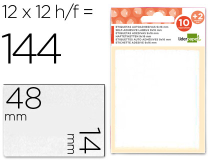 [2035490] LIDERPAPEL - ETIQUETAS SOBRE DE 10 H. + 2 H. OBSEQUIO 14X48 MM -10 UNIDADES POR HOJA (Ref.ET05)