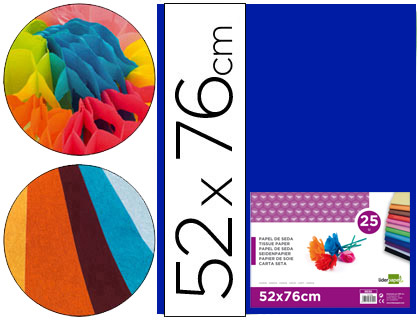 [2022233] LIDERPAPEL - PAPEL SEDA AZUL 52X76 CM 18 GR -PAQUETE DE 25 HOJAS (Ref.SE20)