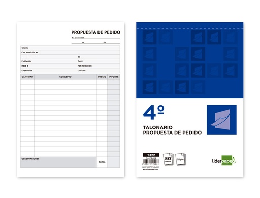 [2012426] LIDERPAPEL - TALONARIO PEDIDOS CUARTO ORIGINAL Y 2 COPIAS (Ref.T322)