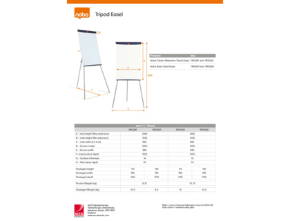 [1941626] NOBO - Caballete Basic Steel Tripod Easel (Ref.1905243)