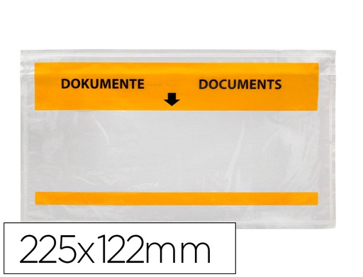 [2156172] Q-CONNECT - Sobre autoadhesivo portadocumentos multilingue 225x122 mm ventana totalmente transparente paquete de 1000 (Ref. KF11296)