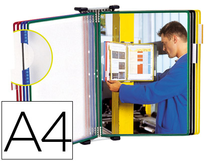 [2076162] TARIFOLD - PORTACATALOGO DE PARED METALICO CON 10 FUNDAS DIN-A4 COLORES SURTIDOS (Ref.414109)
