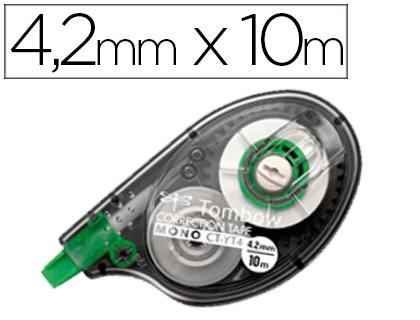 [9073914] TOMBOW - Cinta correctora Mono CT-YT4 Aplicación lateral 4,2 mm x 10m Transparente (Ref.CT-YT4-20)