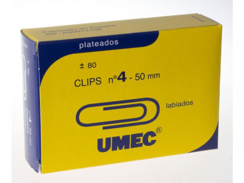[1129029] UMEC - Clips labiados Nº4 - 50mm Niquelados - Caja 80ud (Ref.U201400)