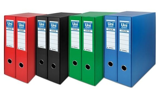 [9935622] UNISYSTEM - MODULO ARCHIVADORES palanca CARTON FORRADO RADO 2 uds.A4 65mm ROJO (Ref.92327)