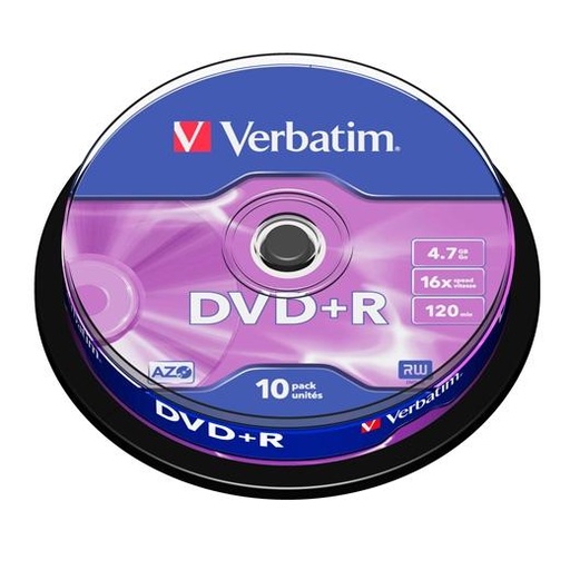 [1320851] VERBATIM - Dvd+R Advanced azo Bobina 10 ud 16X 4.7GB (CANON L.P.I. 2,1€ Incluido) (Ref.43498)