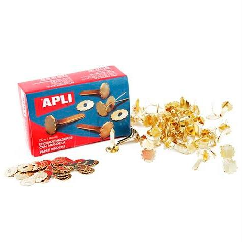 [9936575] APLI - ENCUADERNADOR latonado Nº5 (25 mm) con ARANDELA CAJA de 100 (Ref.12577)