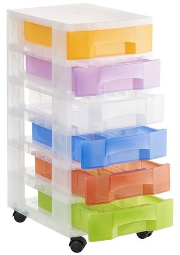 [9933157] ARCHIVO 2000 - FICHERO CAJONES DE SUELO TRASLUCIDO 6 CAJONES COLORES TRASLUCIDOS SURTIDOS CON RUEDAS (Ref.1006R SU TL)