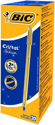 [9077722] BIC - Boligrafo Cristal Celebrate Oro trazo medio Tinta Azul (Ref.921340)