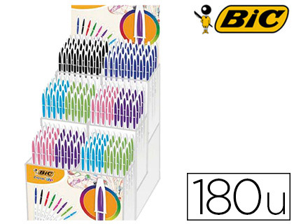 [9152096] BIC - Boligrafo cristal up olor punta de 1,2 mm expositor de 180 uds surtidos + regalo 50 uds cristal azul (Ref. 958157)