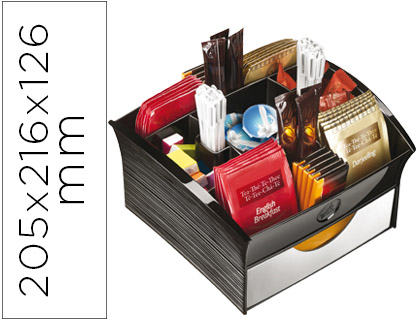[2075934] CEP - BANDEJA ORGANIZADORA CON 9 COMPARTIMENTOS POLIESTIRENO COLOR NEGRO ESPECIAL PARA SNACK 205X216X126 MM (Ref.1013100011)