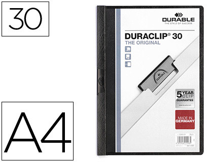 [9035037] DURABLE - Dossiers clip Duraclip Capacidad 30 hojas A4 Negro PVC (Ref.2200-01)