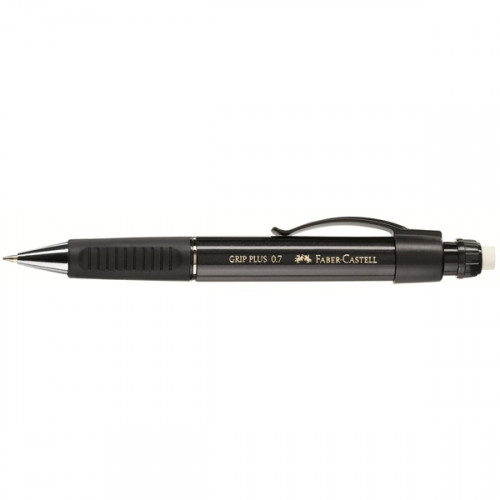 [1308183] FABER CASTELL - Portaminas Grip Plus 1307 Retractil recargable Trazo 0.7 mm 3 minas HB Negro (Ref.130733)