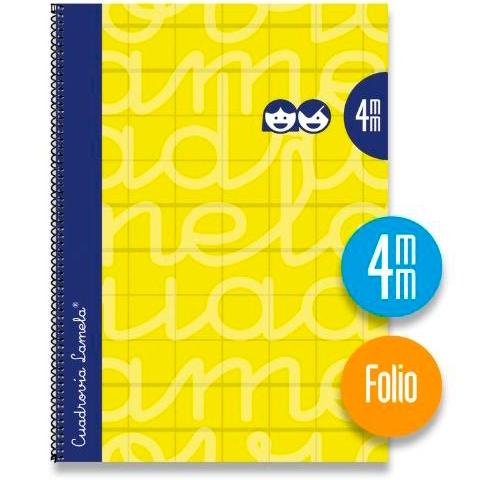 [9937611] LAMELA - CUADERNO ESPIRAL 80 HOJAS FOLIO CUADRÍCULA 4X4 CON MARGEN AMARILLO -PAQUETE 5U- (Ref.7FTE004AM)