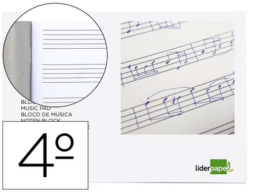 [2058609] LIDERPAPEL - BLOC MUSICA PENTAGRAMA 5MM CUARTO 20 HOJAS 100G/M2 GRAPADO (Ref.BM08)