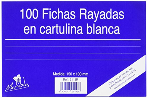 [1944788] MARIOLA - PACK 100 FICHAS RAYADAS CARTULINA DIMENSIONES 150x100 MM (Ref.3113R)