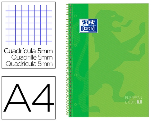 [9050355] OXFORD - Cuaderno School 80h A4 Cuadricula 5x5 Verd 20567 (Ref.100430199)