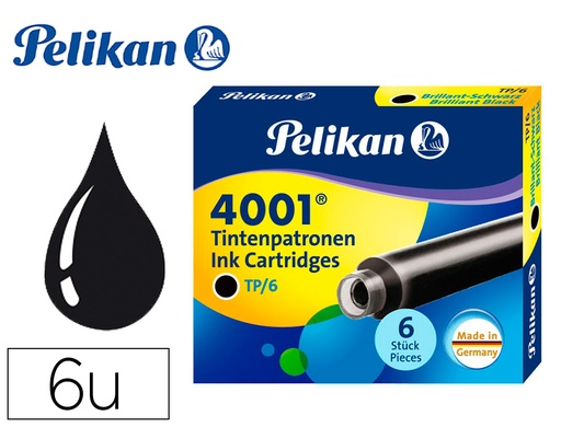 [9017042] PELIKAN - Cartuchos tinta 6 ud Negro TP/6 154315 (Ref.301218)