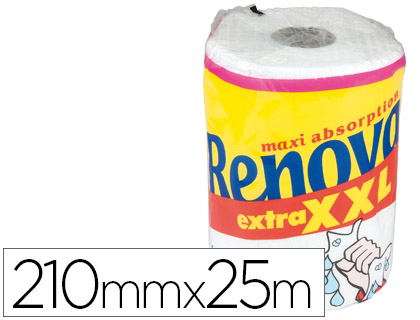 [2076225] RENOVA - PAPEL DE COCINA JUMBO ULTRA ABSORBENTE 42G/M2 ANCHO 210MM LARGO 25M (Ref.064647)