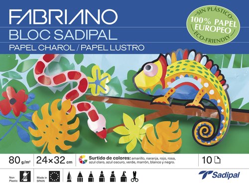 [1936181] SADIPAL - Cuaderno DE MANUALIDADES PAPEL CHAROL COLORES SURTIDOS 10 HOJAS 24X32 CM. (Ref.SAD05977)