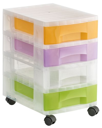 [9933156] ARCHIVO 2000 - FICHERO CAJONES DE SUELO TRASLUCIDO 4 CAJONES COLORES TRASLUCIDOS SURTIDOS CON RUEDAS (Ref.1004R SU TL)