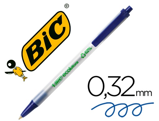 [2155822] BIC - Boligrafo retractil Clic stic ecolutions azul Cuerpo material reciclado 67% 880689 (Ref.8806891)