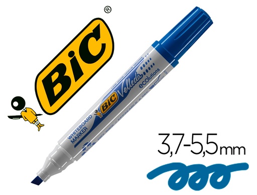 [9007528] BIC - Marcador pizarra blanca Velleda 1751 Trazo 3-5,5 mm Punta biselada Azul (Ref.904947)