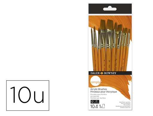 [2152164] DALER ROWNEY - Pinceles simply art sintentico mango corto dorado blister de 7 unidades (Ref. 216920700)