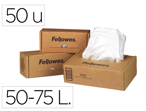 [9026884] FELLOWES - Bolsas residuos para destructora Pack 50 ud 98L (Ref.36054)