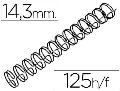 [2043819] GBC - ESPIRAL WIRE 3:1 14,3 MM N.9 NEGRO CAPACIDAD 125 HOJAS CAJA DE 100 UNIDADES (Ref.RG810910)