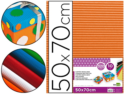 [2037639] LIDERPAPEL - Cartón ONDULADO 50 X 70CM 320G/M2 NARANJA (Ref.CN05)